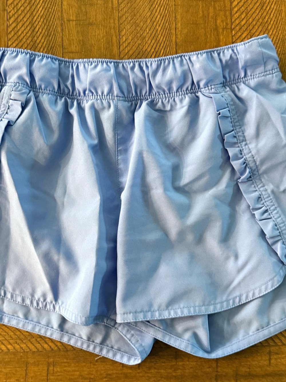 Old Navy Light Blue Girls Ruffle Side Athletic Shorts Size 10/12